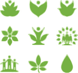 Wellness company logo featuring a person and leaves.