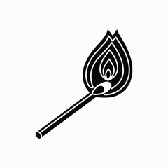 Burning Matchstick Flame Silhouette Icon Design Vector Illustration