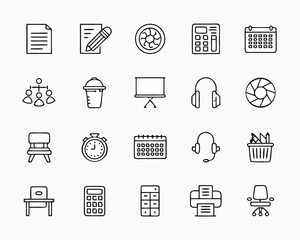 Collection of hand drawn office and business icons