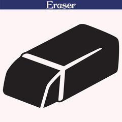 Eraser Silhouette Vector Icon in Black Isolated on White

