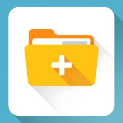 Fototapeta premium Yellow Folder with Plus Symbol Icon