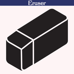 Eraser Silhouette Vector Icon in Black Isolated on White

