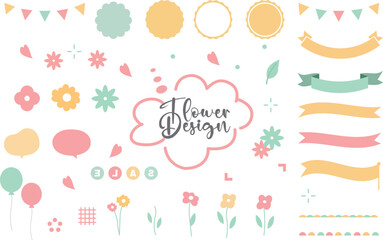 Hand Drawn Banners, Leaves, Flowers, Branches and Swirls