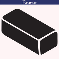 Eraser Silhouette Vector Icon in Black Isolated on White

