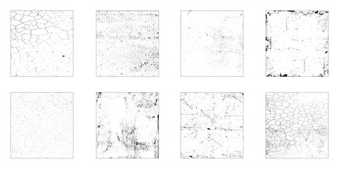 Set of eight grunge texture backgrounds. Vector design elements