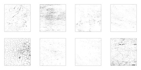 set of eight grunge texture backgrounds. Rectangular backdrops.