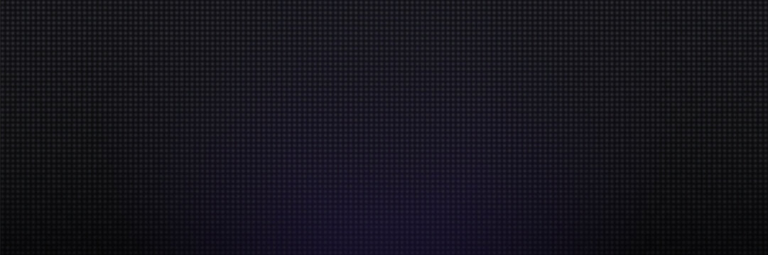 LED pixel grid with dark blue glow. Abstract digital panel background for tech banner, event display, modern UI, screen design. Dark futuristic grid with purple cyber glow. Vector backdrop