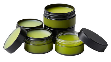 Soothing green lip balm trio, three jars of refreshing hydration for soft, smooth lips.