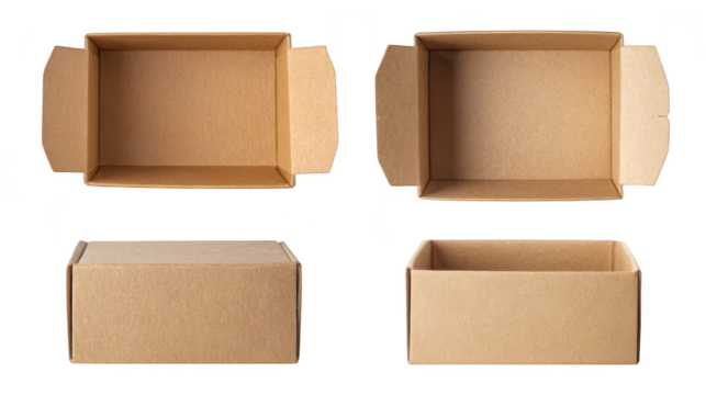 Intriguing arrangement of four boxes, a study in dimensions, sizes, and visual composition.