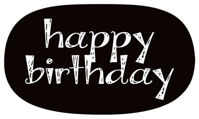 vintage black oval design with happy birthday text in white font