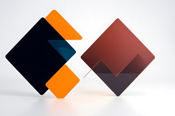 Abstract geometric shapes dark blue orange and brown squares overlapping image