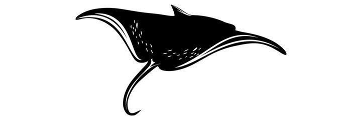 silhouette illustration of a manta ray