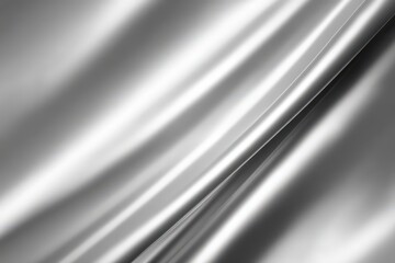Fototapeta premium Silver rippled fabric with highlights creating a smooth glossy appearance