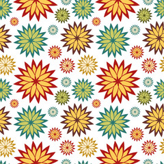 Asters. Seamless vector background on transparent layer.