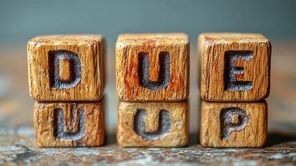 Due Up Wooden Blocks Spelling Out Deadline Concept