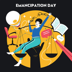 Emancipation Day Illustration with Equality and Freedom Theme in a National Holiday