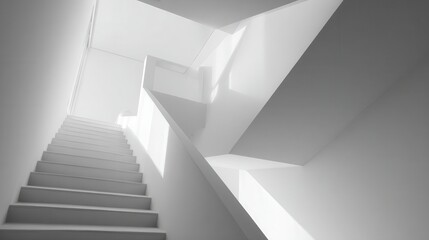 Obraz premium Staircase leading to bright light in modern architectural interior design