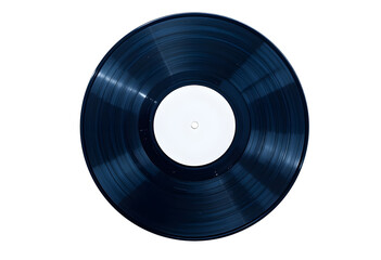 Obraz premium Glossy blue Vinyl Record with No Text Label – Transparent PNG Image.