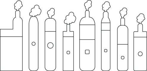 Bathtub icons set in line vector styles. Bathroom element collection, hygiene symbol group, modern tub, interior bath, spa design, sanitary equipment, shower, wash, and cleaning graphics.