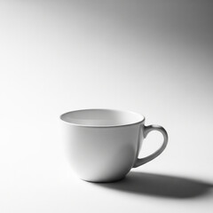 White cup with coffee or tea placed on black background