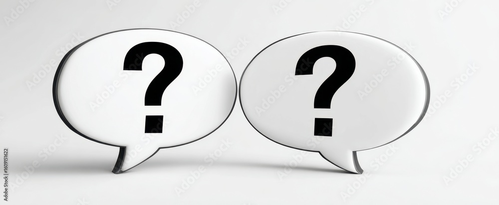 Poster the two speech bubbles representing questions and dialogue in communication.
