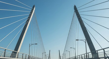 Obraz premium Modern -Stayed Bridge Towers Against Clear Sky