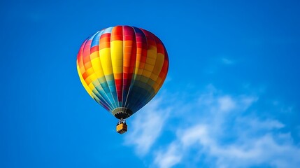 Obraz premium Colorful hot air balloon flying in clear blue sky vibrant scenic travel
