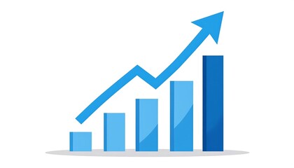 Blue graphic of ascending bar graph