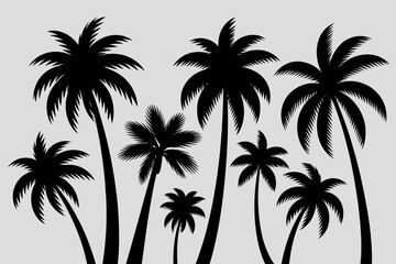 Silhouetted palm trees against a white background