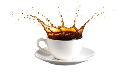 Coffee Cup with Splash Freeze in Midair