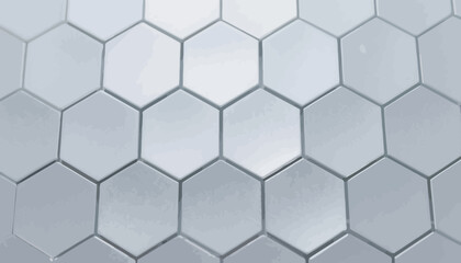 Fototapeta premium Abstract geometric pattern of hexagonal tiles in shades of gray with shadows