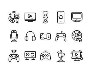 Collection of gaming and streaming equipment icons