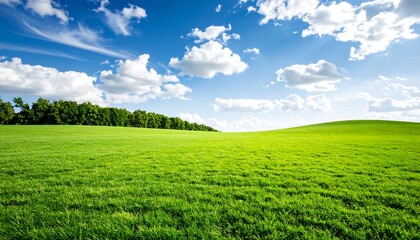 Lush green field under a vibrant blue sky (1)