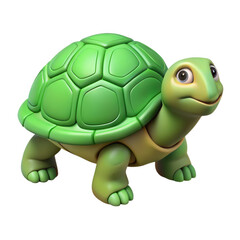 Adorable cartoon turtle 3d render isolated on transparent background