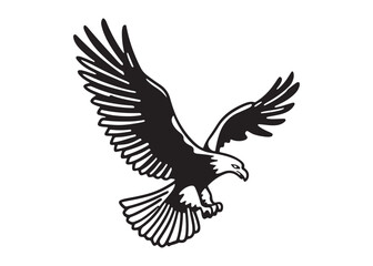 Majestic Bald Eagle in Flight: Black and White Silhouette, Powerful, Freedom, Soaring.