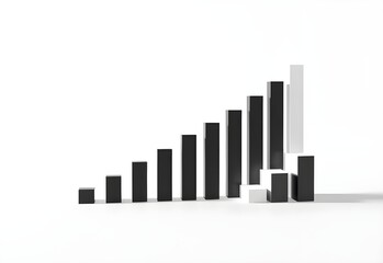 Minimalist 3D Graph Bars for Business Growth Presentation Background
