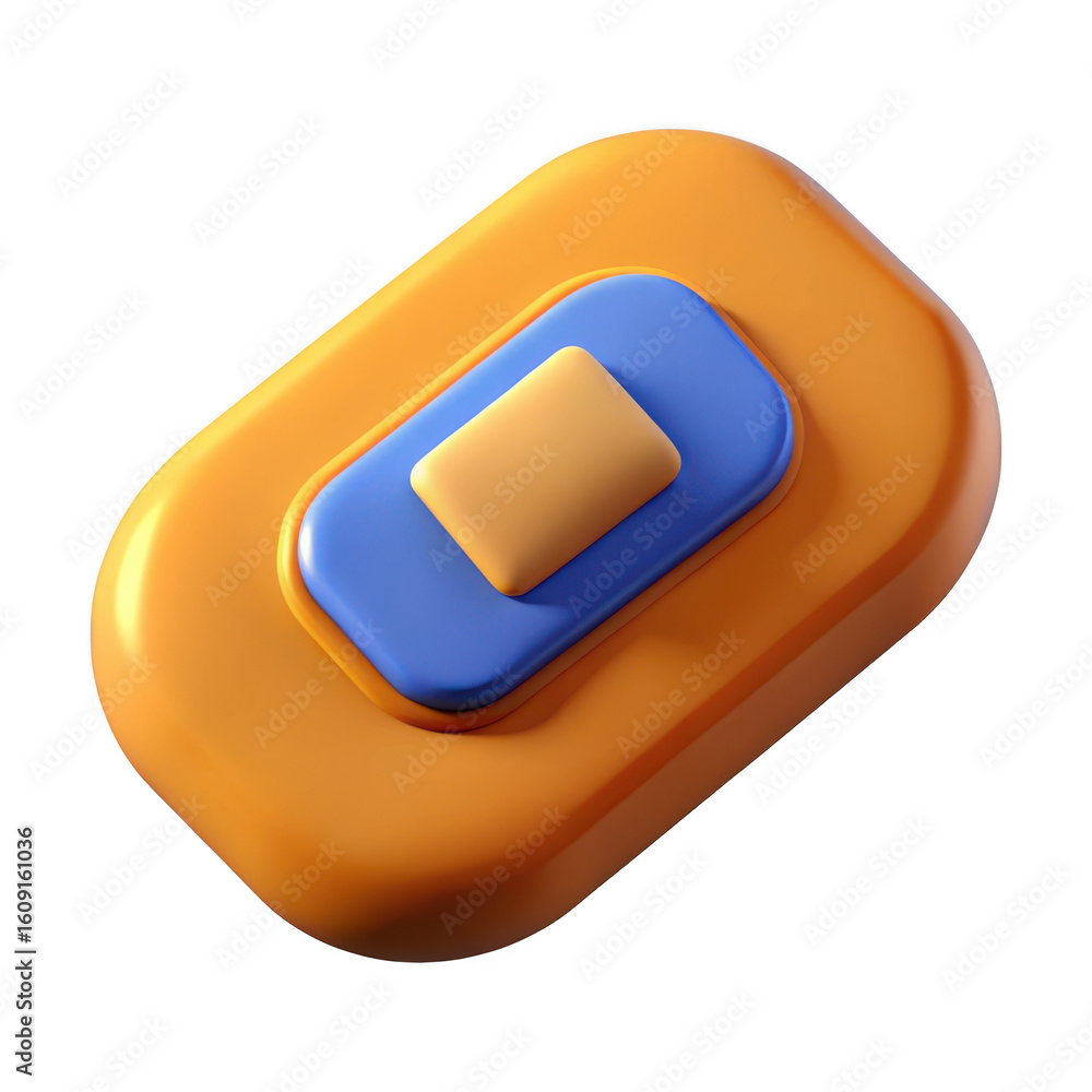 Poster 3d render of an orange and blue toggle switch isolated on transparent background