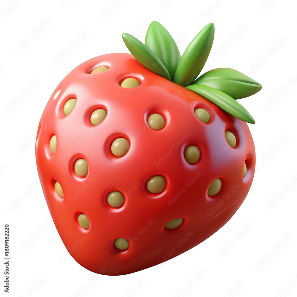 Poster stylized 3d render of a strawberry isolated on transparent background
