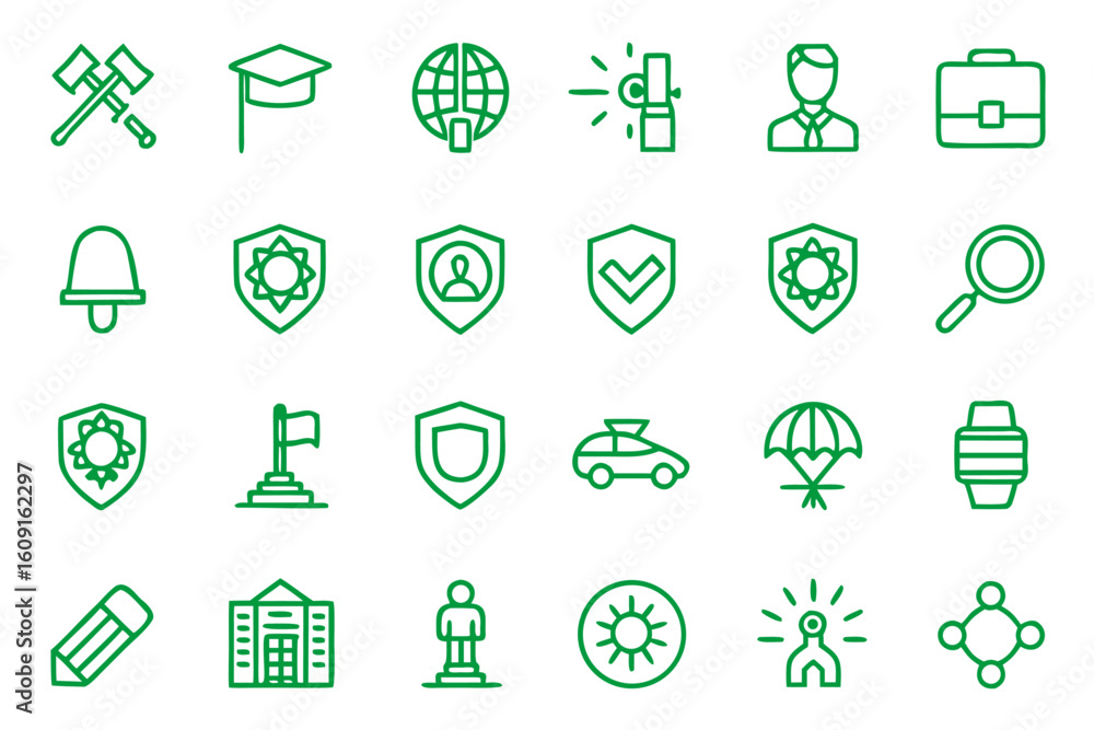 Poster conceptual icons for artificial intelligence ethics and development