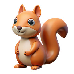 Naklejka premium Adorable cartoon squirrel 3d render isolated on transparent background