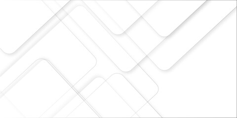 Fototapeta premium Abstract white background design with layers of textured white transparent material in triangle and squares shapes. White color technology concept geometric line vector white light grey background. 