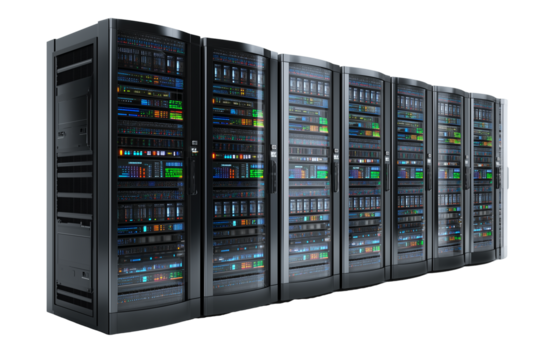 server rack with server isolated on transparent background png