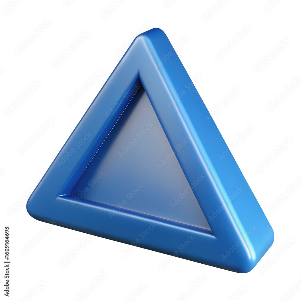 Poster 3d render of a blue triangle frame isolated on transparent background