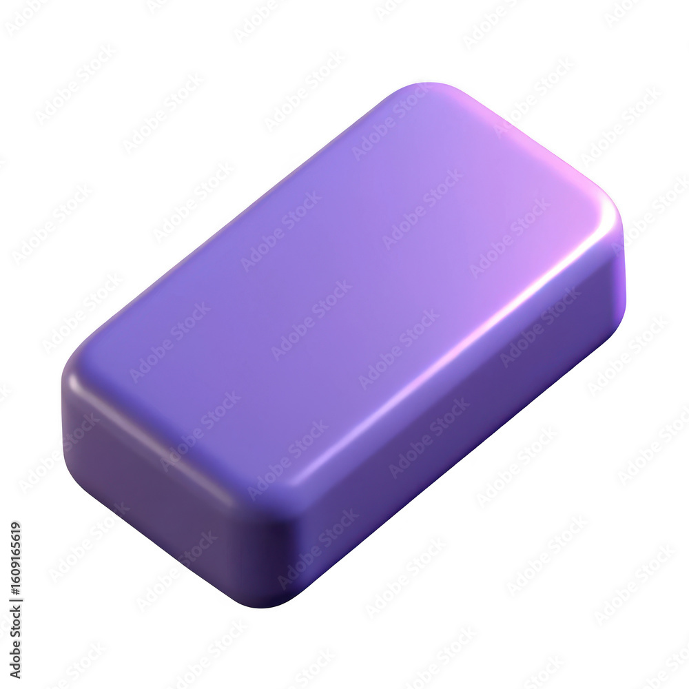 Fototapete 3d render of a purple rectangular block isolated on transparent background