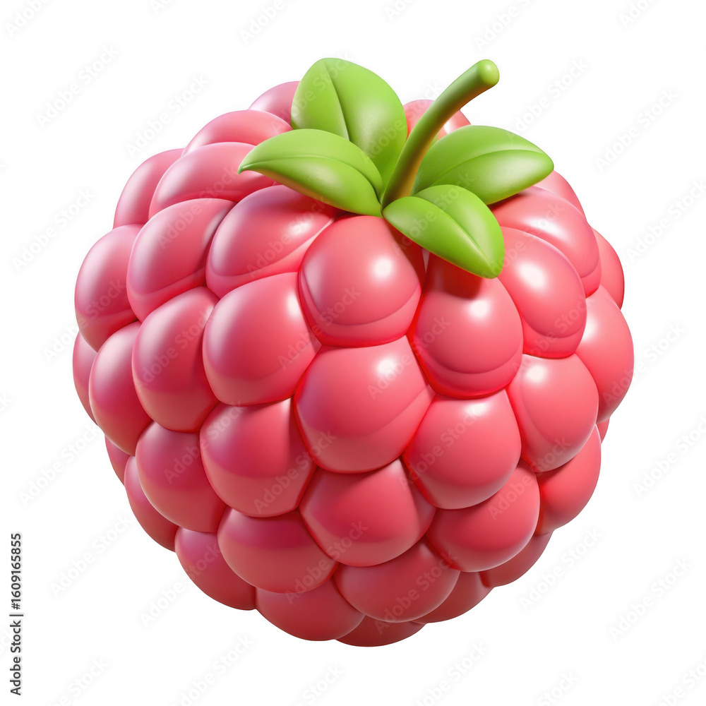Poster stylized 3d render of a raspberry isolated on transparent background
