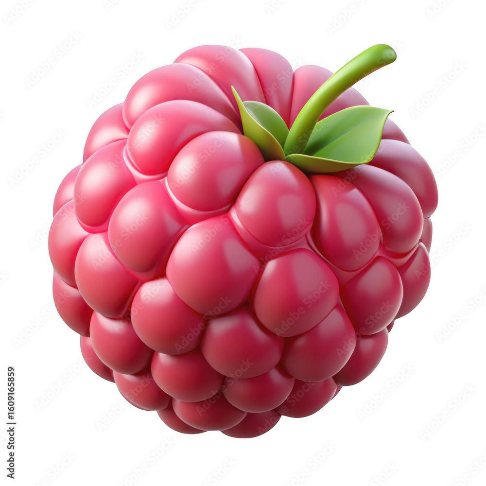 Poster realistic 3d render of a single raspberry isolated on transparent background