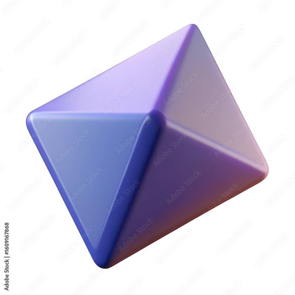 Poster 3d render of a purple triangular prism isolated on transparent background