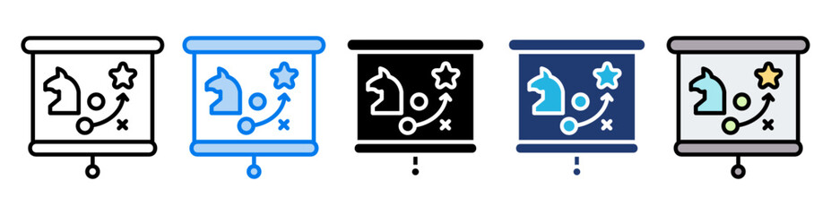Strategy icon set multiple style collection