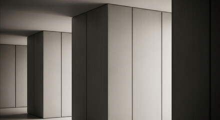 Modern architectural interior with dramatic light and shadow play