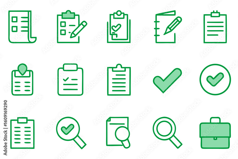 Poster editable line icons for auditing and business processes